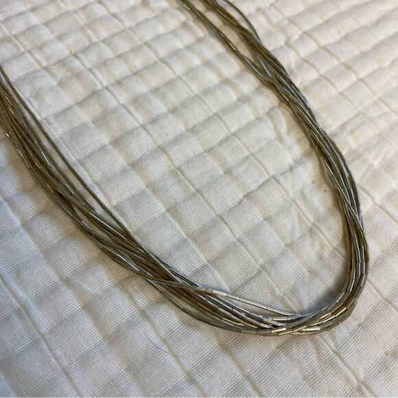 ESTATE STERLING SILVER 10 STRAND 12” LIQUID SILVER HEISHI OLD PAWN - Picture 5 of 9